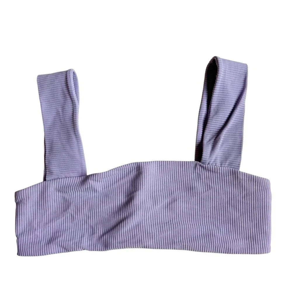 Frankies Bikinis Ribbed Bikini Top (Lavender) - Size Large
